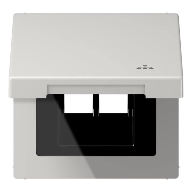 Jung LS990BFKLLANLG Klappdeckel LAN mit Zentralplatte (Thermoplast bruchsicher) Lichtgrau Serie LS