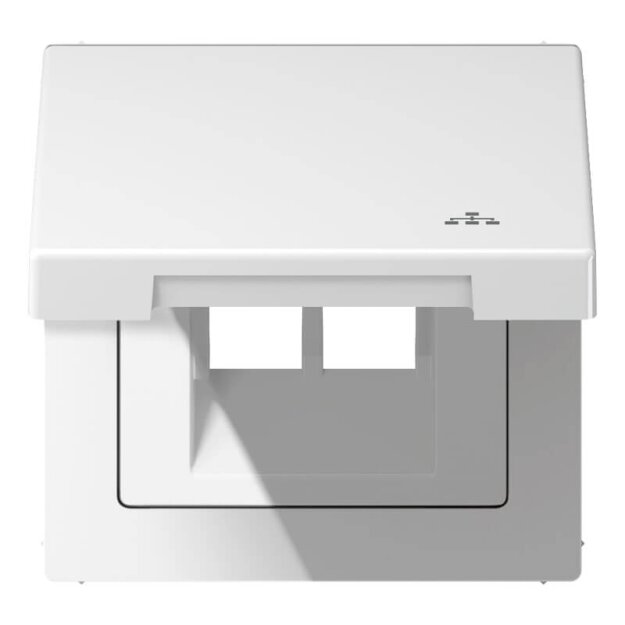 Jung LS990BFKLLANWW Klappdeckel LAN mit Zentralplatte (Thermoplast bruchsicher) Alpinweiß Serie LS