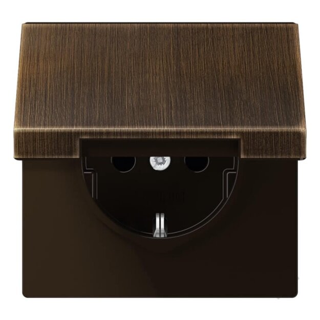 Jung ME1521KLAT SCHUKO-Steckdose mit Klappdeckel Messing Antik Serie LS