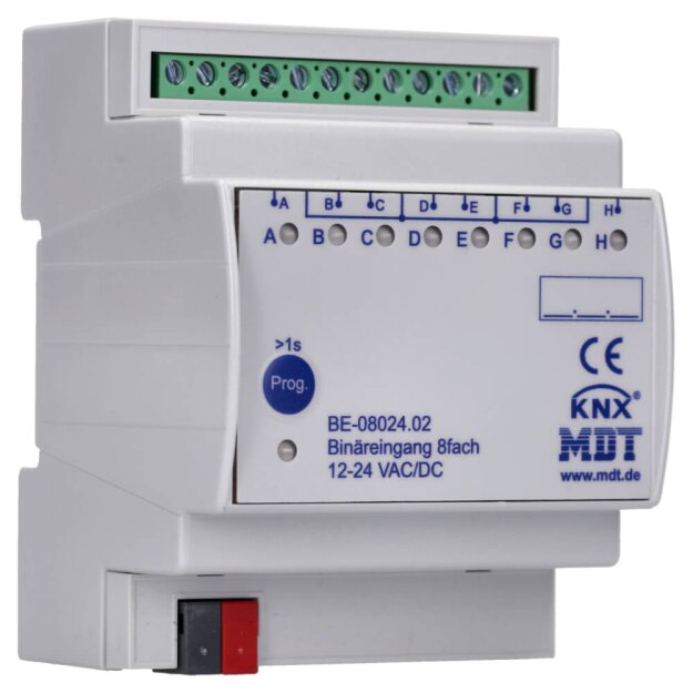 MDT BE-08024.02 Binäreingang 8-fach 4TE REG Ausführung 24VAC/DC