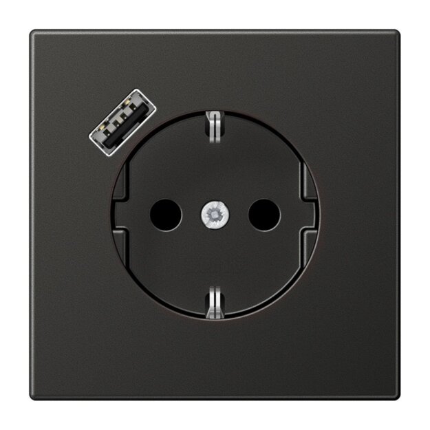 Jung AL1520-18AAN-L SCHUKO-Steckdose mit USB Typ A (max.3A) Quick Charge mit erhöhtem Berührungsschutz (Thermoplast lackiert) Anthrazit Serie LS