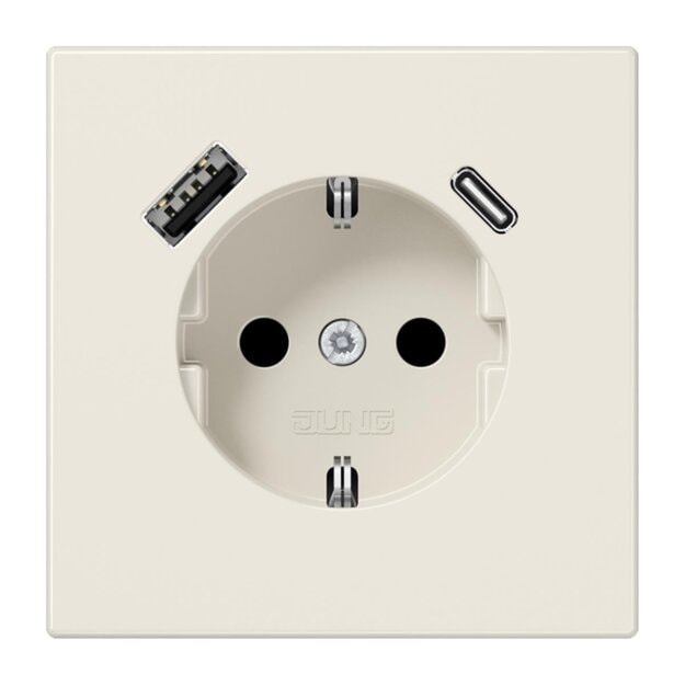 Jung LS1520-15CA SCHUKO-Steckdose mit USB Typ AC (max. 3A) mit erhöhtem Berührungsschutz (Thermoplast bruchsicher) Weiß Serie LS