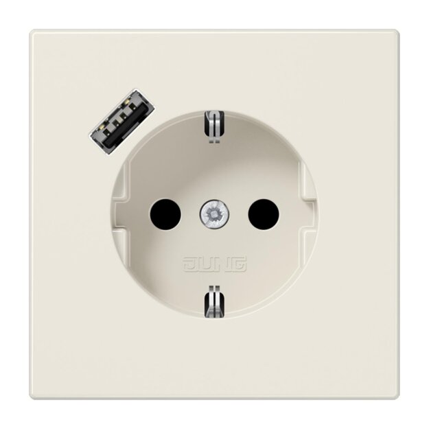 Jung LS1520-18A SCHUKO-Steckdose mit USB Typ A (max. 3A) Quick Charge mit erhöhtem Berührungsschutz (Thermoplast bruchsicher) Weiß Serie LS