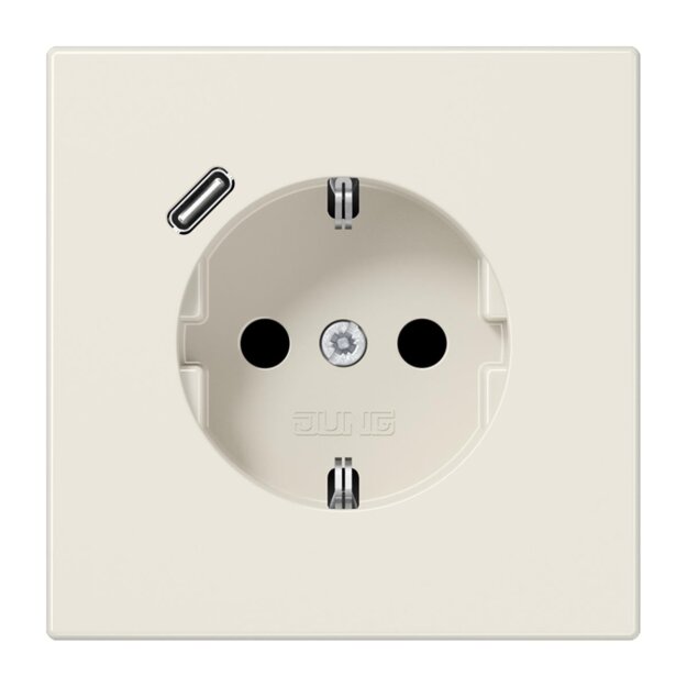Jung LS1520-18C SCHUKO-Steckdose mit USB Typ C (max. 3A) Quick Charge mit erhöhtem Berührungsschutz (Thermoplast bruchsicher) Weiß Serie LS