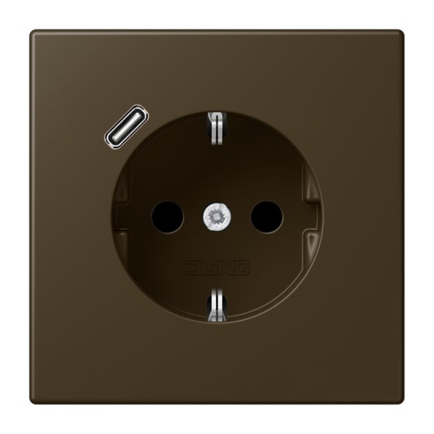 Jung ME1520-18CAT-L SCHUKO-Steckdose mit USB Typ C (max. 3A) Quick Charge mit erhöhtem Berührungsschutz (Thermoplast lackiert) Messing Antik Serie LS