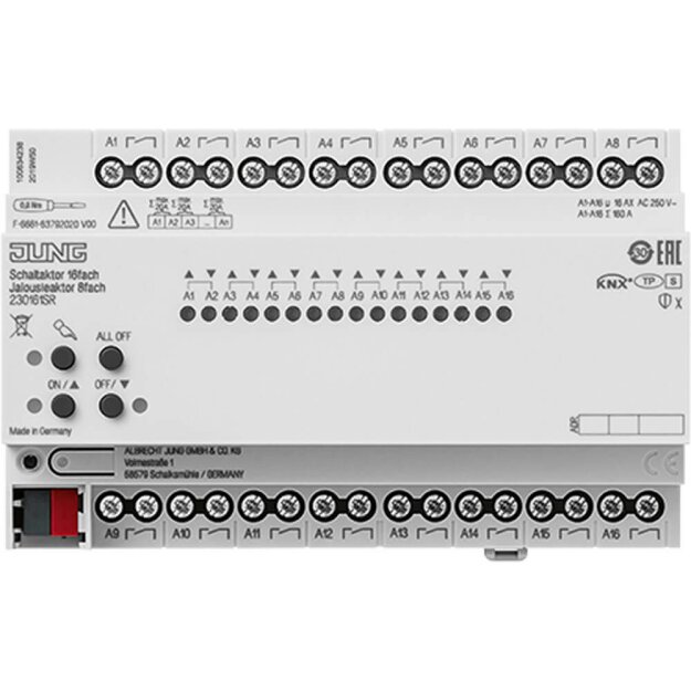 Jung 230161SR KNX Schaltaktor 16fach KNX Jalousieaktor Weiß