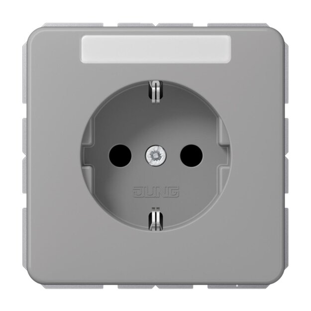 Jung CD1520BFKINAGR Schuko Steckdose m. Schriftfeld klein (Thermoplast bruchsicher) Grau Serie CD