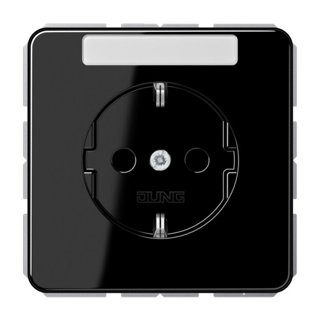 Jung CD1520BFKINASW Schuko Steckdose m. Schriftfeld klein (Thermoplast bruchsicher) Schwarz Serie CD