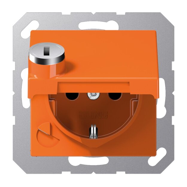 Jung A1520BFKLSLO Schuko® Steckdose mit Sicherheitsschloss (Thermoplast bruchsicher) Orange Serie A