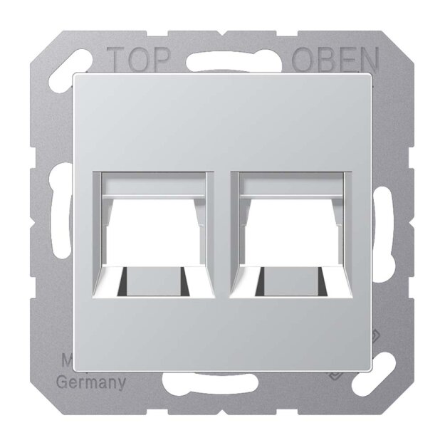 Jung A1569-2WEAL Abdeckung f. Modular-Jack 2fach WE (AMP, Radiall) (Thermoplast bruchsicher) Aluminium Serie A