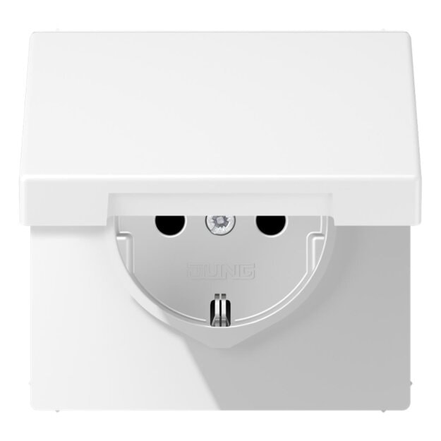 Jung LS1520BFKLWWM Schuko Steckdose m. Klappdeckel (Thermoplast bruchsicher) Schneeweiß Matt Serie LS