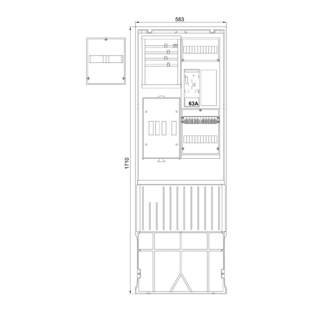 F-Tronic 7160001 Zähleranschlusssäule 2-feldrig H=1710mm eHZ ohne Haube ZSA172-2-eHZ-HAK-HO ZSA172-2-eHZ-HAK-HO