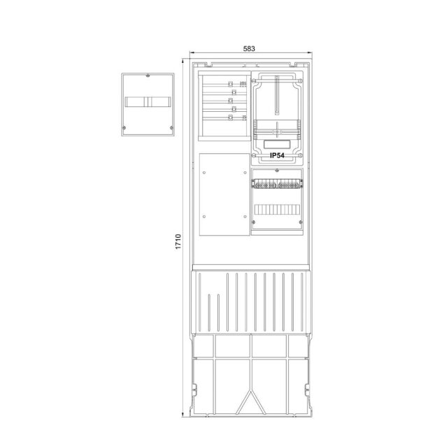 F-Tronic 7160002 Zähleranschlusssäule 2-feldrig H=1710mm 3.HZ Haube mit Tür ZSA172-2-ZK-HT ZSA172-2-ZK-HT
