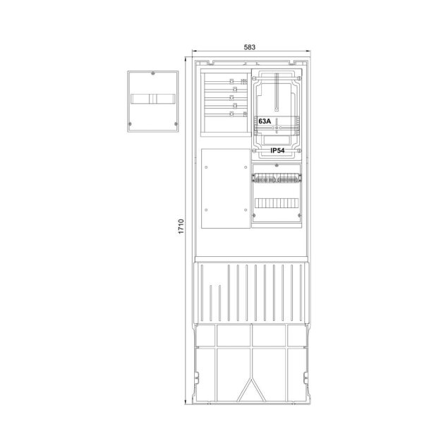 F-Tronic 7160003 Zähleranschlusssäule 2-feldrig H=1710mm 3.HZ Haube geschlossen ZSA172-2-ZK-HG ZSA172-2-ZK-HG