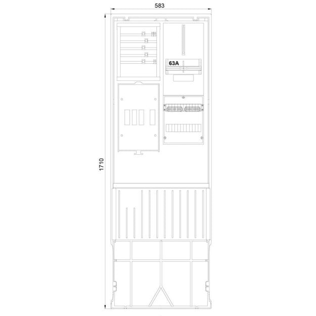 F-Tronic 7160013 Zähleranschlusssäule 2-feldrig H=1710mm 3.HZ ohne Haube ZSA172-2-ZK-HAK-HO ZSA172-2-ZK-HAK-HO