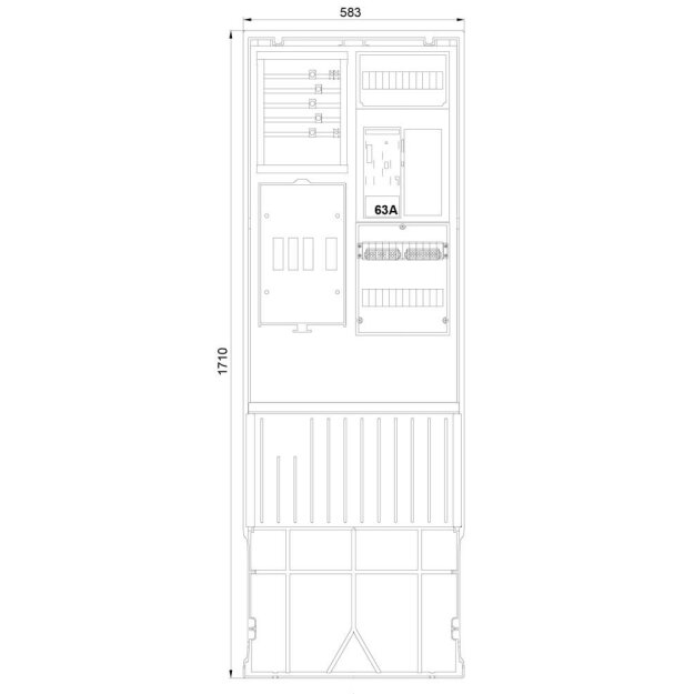 F-Tronic 7160014 Zähleranschlusssäule 2-feldrig H=1710mm eHZ ohne Haube ZSA172-2-eHZ-HO ZSA172-2-eHZ-HO