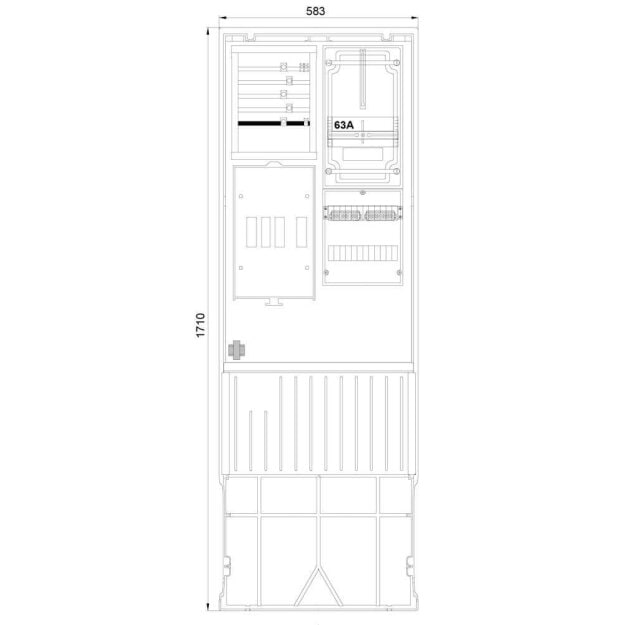 F-Tronic 7160017 Zähleranschlusssäule 2-feldrig H=1710mm 3.HZ Haube geschlossen ZSA172-2-ZK-HAK-HG ZSA172-2-ZK-HAK-HG