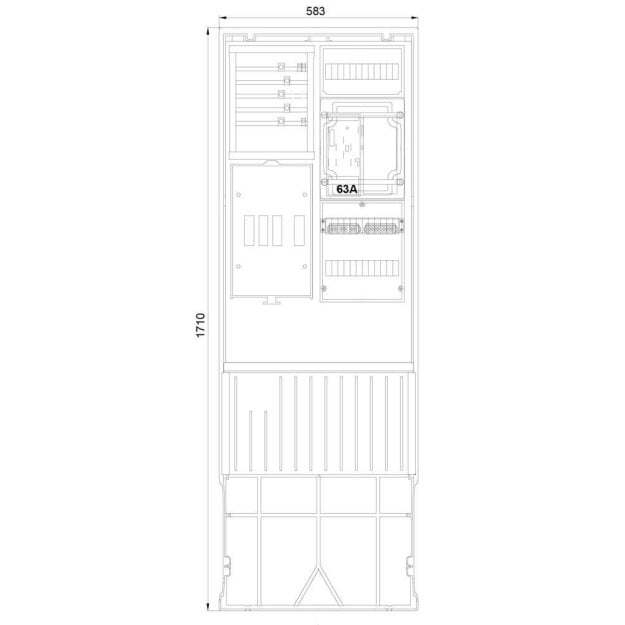 F-Tronic 7160019 Zähleranschlusssäule 2-feldrig H=1710mm eHZ Haube geschlossen ZSA172-2-eHZ-HAK-HG ZSA172-2-eHZ-HAK-HG