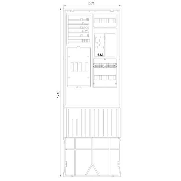 F-Tronic 7160023 Zähleranschlusssäule 2-feldrig H=1710mm eHZ ohne Haube ZSA172-2-eHZ-TSG-HAK-HO ZSA172-2-eHZ-TSG-HAK
