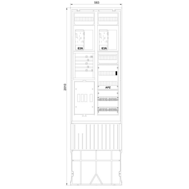 F-Tronic 7160113 Zähleranschlusssäule 2-feldrig H=2010mm 2-eHZ ohne Haube ZSA202-2-2eHZ-APZ-HAK-HO ZSA202-2-eHZ-APZ-HAK
