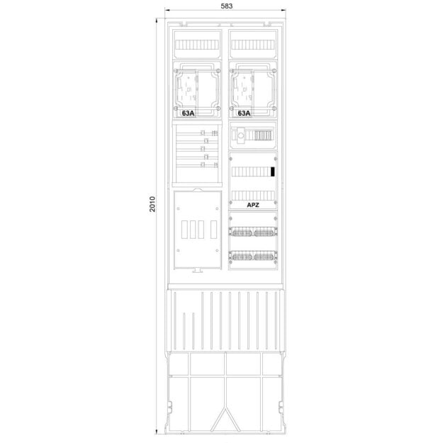 F-Tronic 7160115 Zähleranschlusssäule 2-feldrig H=2010mm 2-eHZ Haube geschlossen ZSA202-2-2eHZ-APZ-TSG-HG ZSA202-2-2eHZ-APZTSG