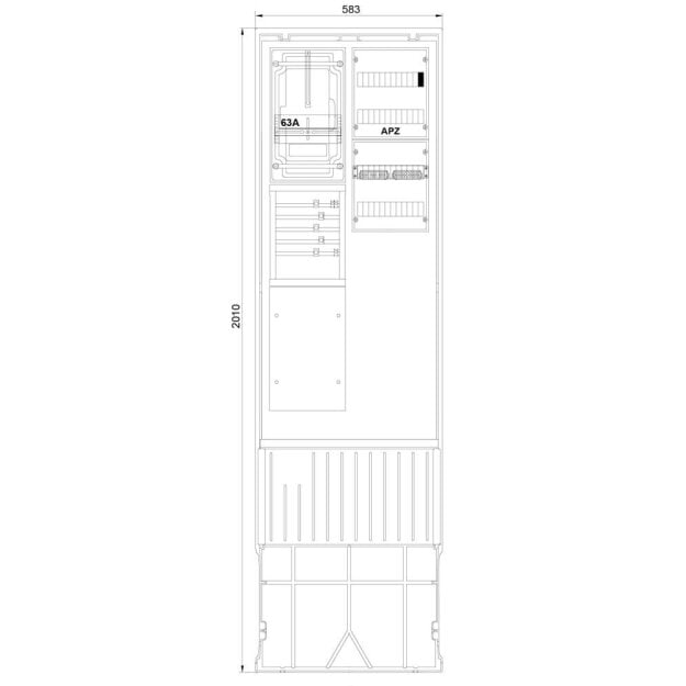 F-Tronic 7160116 Zähleranschlusssäule 2-feldrig H=2010mm 3.HZ Haube mit Tür ZSA202-2-ZK-APZ-HT ZSA202-2-ZK-APZ-HT
