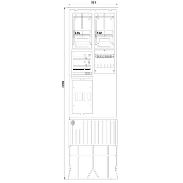 F-Tronic 7160120 Zähleranschlusssäule 2-feldrig H=2010mm 2-3.HZ Haube geschl ZSA202-2-2ZK-HAK-HG ZSA202-2-2ZK-HAK-HG