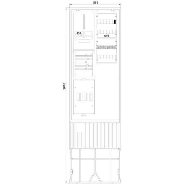 F-Tronic 7160122 Zähleranschlusssäule 2-feldrig H=2010mm 3.HZ ohne Haube ZSA202-2-ZK-APZ-HAK-HO ZSA202-2-ZK-APZ-HAK