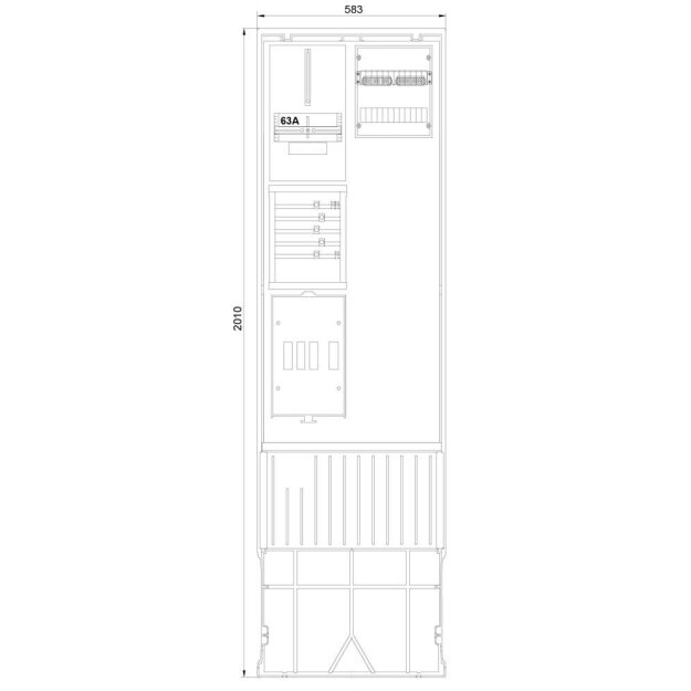 F-Tronic 7160123 Zähleranschlusssäule 2-feldrig H=2010mm 3.HZ ohne Haube ZSA202-2-ZK-HAK-HO ZSA202-2-ZK-HAK-HO