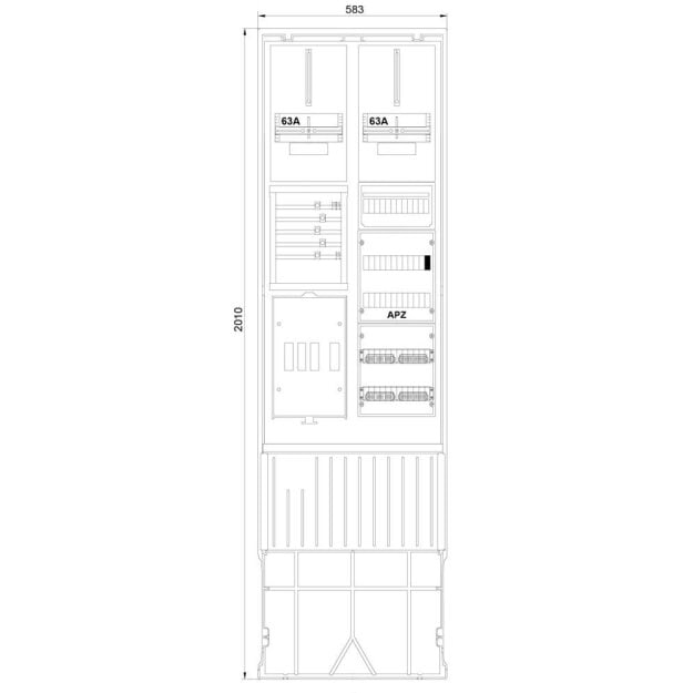 F-Tronic 7160124 Zähleranschlusssäule 2-feldrig H=2010mm 2-3.HZ ohne Haube ZSA202-2-2ZK-APZ-HAK-HO ZSA202-2-2ZK-APZ-HAK