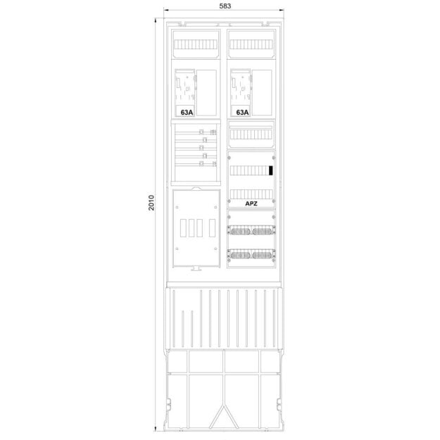 F-Tronic 7160126 Zähleranschlusssäule 2-feldrig H=2010mm 2-eHZ ohne Haube ZSA202-2-2eHZ-APZ-HAK-HO ZSA202-2-2eHZ-APZ-HA