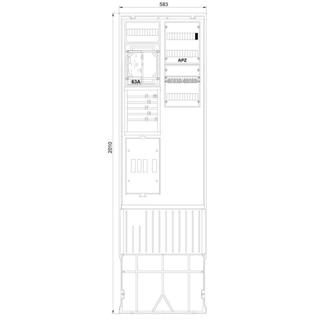 F-Tronic 7160130 Zähleranschlusssäule 2-feldrig H=2010mm eHZ Haube geschlossen ZSA202-2-eHZ-APZ-HAK-HG ZSA202-2-eHZ-APZ-HAK
