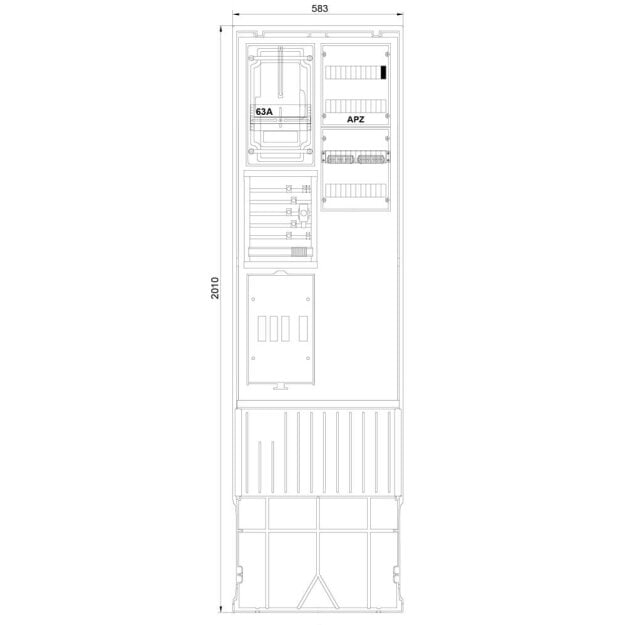 F-Tronic 7160133 Zähleranschlusssäule 2-feldrig H=2010mm 3.HZ Haube mit Tür ZSA202-2-ZK-APZ-TSG-HAK-HT ZSA202-2-ZK-APZ-TSG