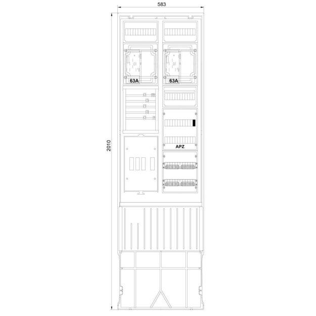 F-Tronic 7160136 Zähleranschlusssäule 2-feldrig H=2010mm 2-eHZ Haube geschlossen ZSA202-2-2eHZ-APZ-HAK-HG ZSA202-2-2eHZ-APZ-HA