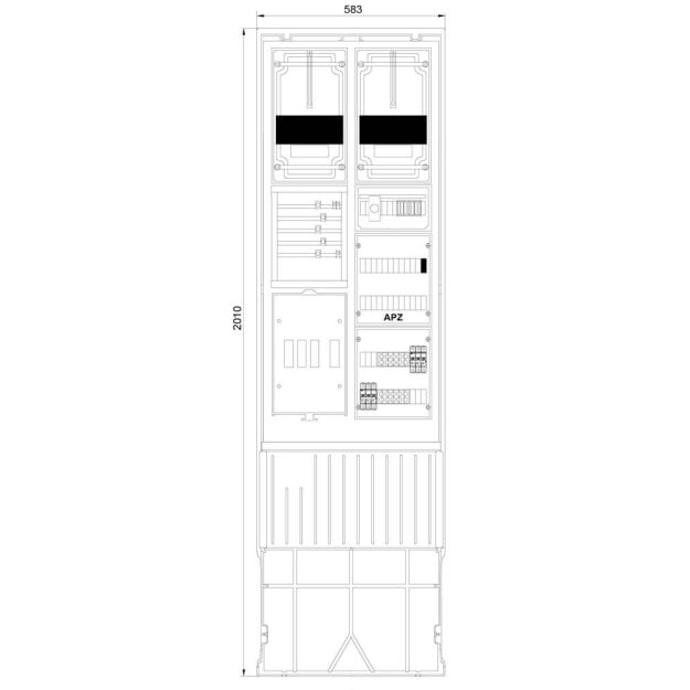 F-Tronic 7160139 Zähleranschlusssäule 2-feldrig H=2010mm 2-3.HZ HG ZSA202- 2-2ZK-ZSK-HS-APZ-TSG-HAK-HG ZSA202-2-2ZK-ZSK-HS