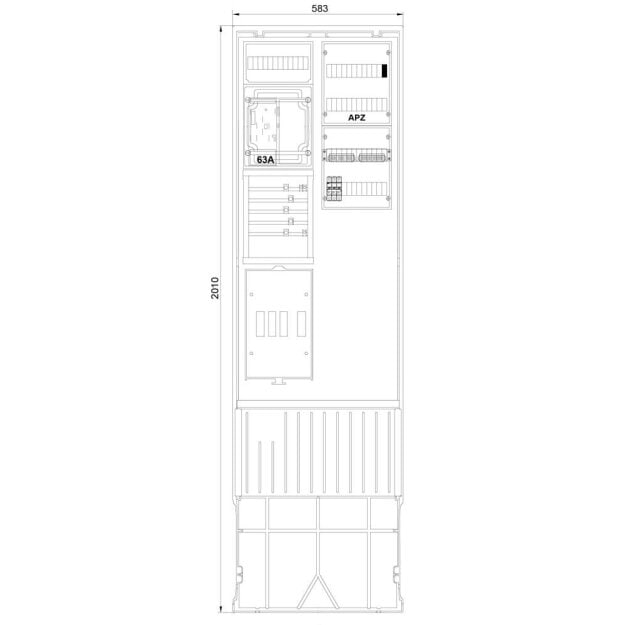 F-Tronic 7160140 Zähleranschlusssäule 2-feldrig H=2010mm eHZ Haube geschlossen ZSA202-2-eHZ-HS-APZ-HAK-HG ZSA202-2-eHZ-HS-APZ