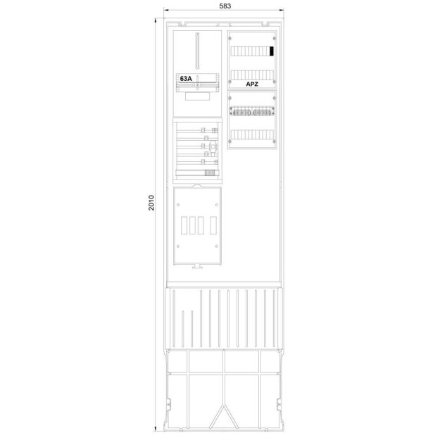 F-Tronic 7160142 Zähleranschlusssäule 2-feldrig H=2010mm 3.HZ ohne Haube ZSA202-2-ZK-APZ-TSG-HAK-HO ZSA202-2-ZK-APZ-TSG