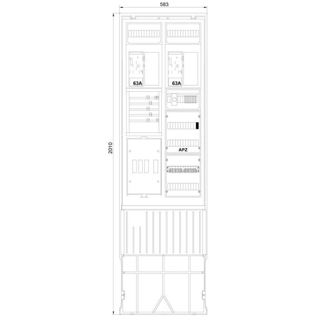F-Tronic 7160146 Zähleranschlusssäule 2-feldrig H=2010mm 2-eHZ ohne Haube ZSA202-2-2eHZ-APZ-HO ZSA202-2-2eHZ-APZ-HO