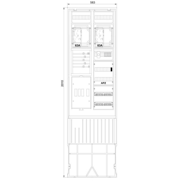 F-Tronic 7160153 Zähleranschlusssäule 2-feldrig H=2010mm 2-eHZ Haube geschlossen ZSA202-2-2eHZ-APZ-TSG-HAK-HG ZSA202-2-2eHZ-APZ-TS