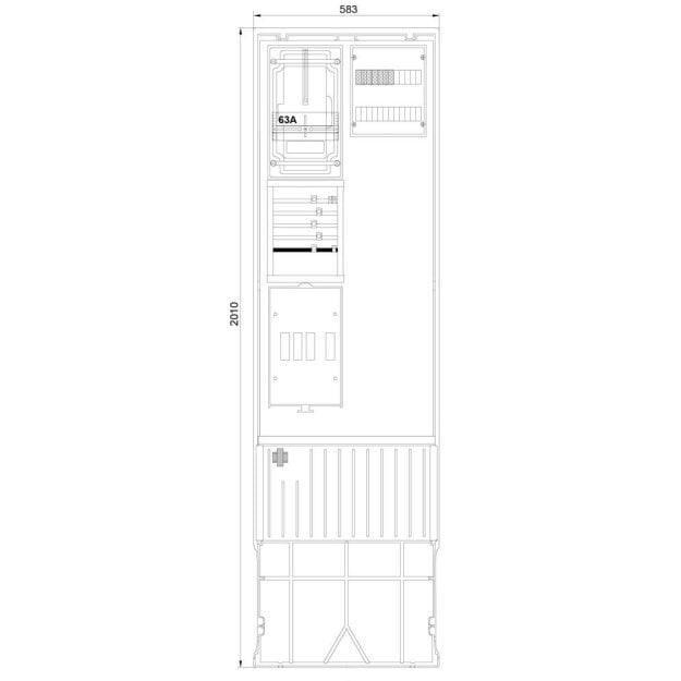 F-Tronic 7160155 Zähleranschlusssäule 2-feldrig H=2010mm 3.HZ Haube mit Tür ZSA202-2-ZK-HAK-HT ZSA202-2-ZK-HAK-HAT