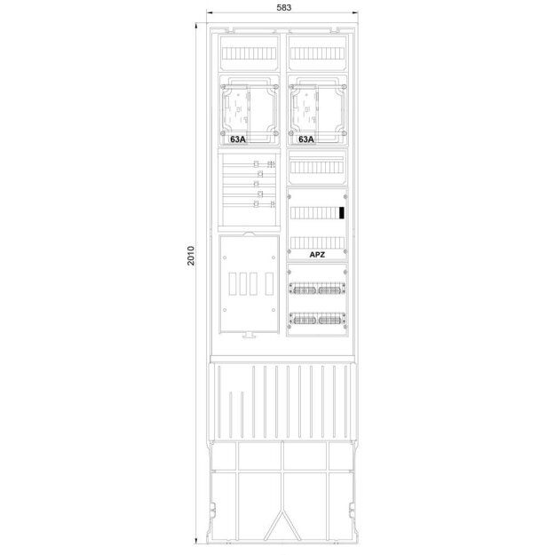 F-Tronic 7160162 Zähleranschlusssäule 2-feldrig H=2010mm 2-eHZ Haube geschlossen ZSA202-2-2eHZ-APZ-HAK-HG ZSA202-2-2eHZ-APZ-HA