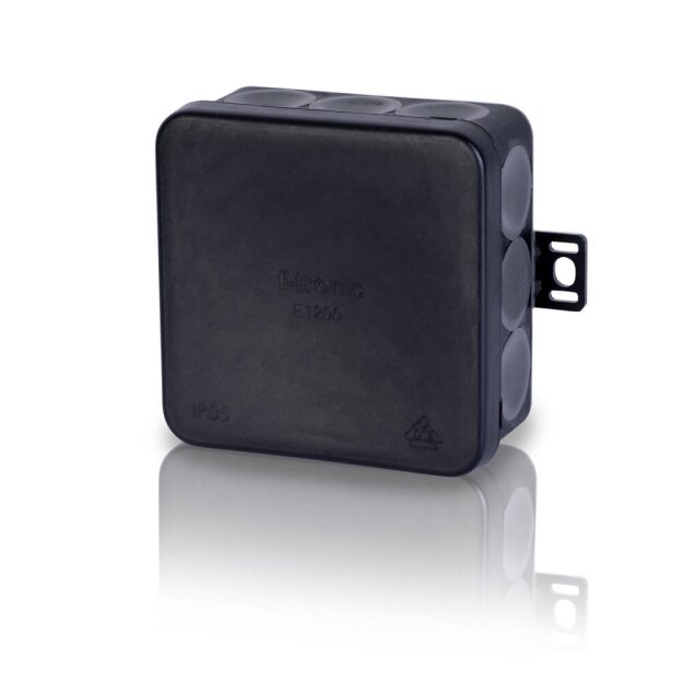 F-Tronic 7340165 FR Abzweigkasten E1200sw 80x80x37mm IP55 sw/gr mit Durchstoßmembran E1200sw