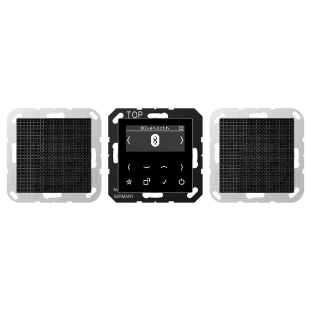 Jung DABA2BTSW Smart Radio DAB+ mit Bluetooth - Set mit 2 Lautsprechern Stereo Schwarz