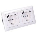 Jung SCHUKO USB-Steckdose Typ AC Komplett-Set Serie AS: 2x Steckdose A152015CAWW und 2-fach Rahmen AS582WW Alpinweiß