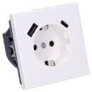 Jung SCHUKO USB-Steckdose Typ AC Komplett-Set Serie LS: 2x Steckdose LS152015CAWW und 2x 1-fach Rahmen LS981WW Alpinweiß