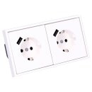 Jung SCHUKO USB-Steckdose Typ A Komplett-Set Serie LS: 2x Steckdose LS152018AWW und 2-fach Rahmen LS982WW Alpinweiß
