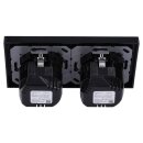 Jung SCHUKO USB-Steckdose Typ A Komplett-Set Serie A: 2x Steckdose A152018ASW und 2-fach Rahmen A5582BFSW Schwarz