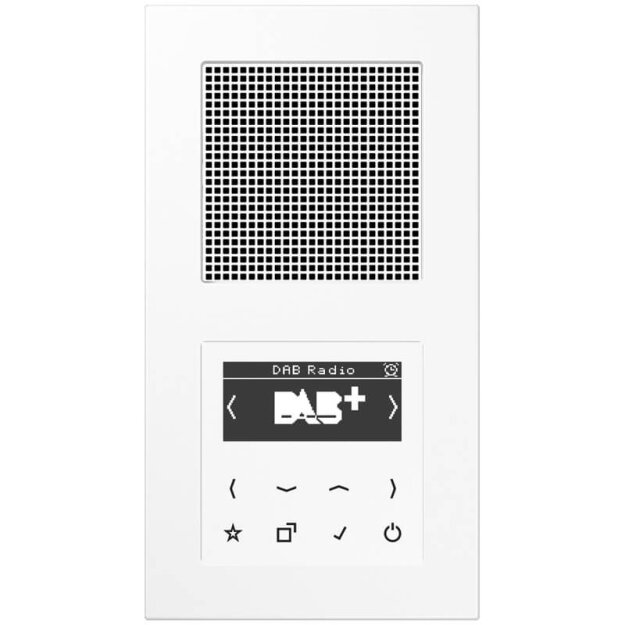Jung Smart Radio DAB Komplett-Set Weiß Serie A DABA1WW mit 1 Lautsprecher und 2-fach Rahmen A5582BFWW