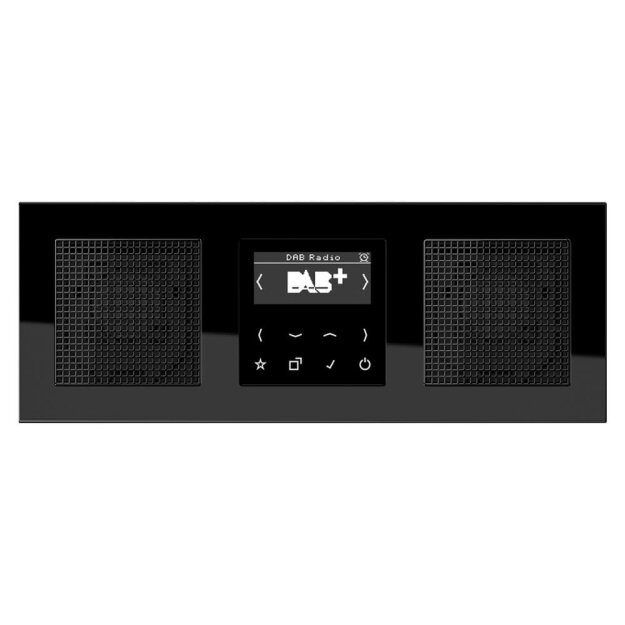 Jung Smart Radio DAB Komplett-Set Schwarz Serie A DABASW mit 2 Lautsprecher LSMA4SW und 3-fach Rahmen A5583BFSW