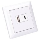 Jung USB-Ladegerät Komplett-Set Weiß Serie AS USB15CAWW mit Abdeckung A1569USBWW und 1-fach Rahmen AS581WW